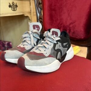 Stylish Gray and Red Sneakers